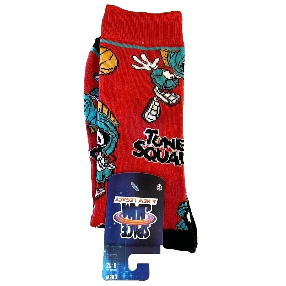Bioworld Space‎ Jam Unisex Crew Socks; Red; Men's Size 8-12; NWT